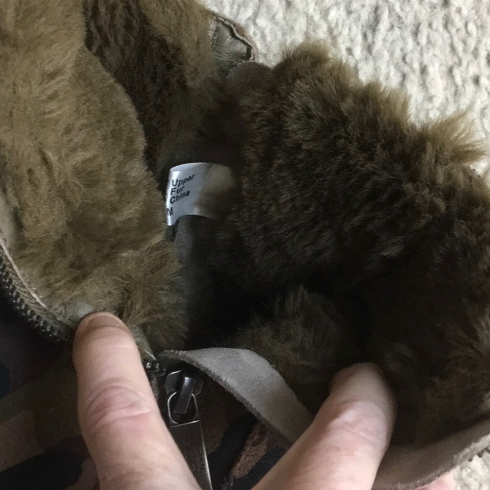 J/SLIDES NYC/“VICTORY”GREEN CAMO SUEDE FAUX FUR BOOTS - Picture 11 of 12